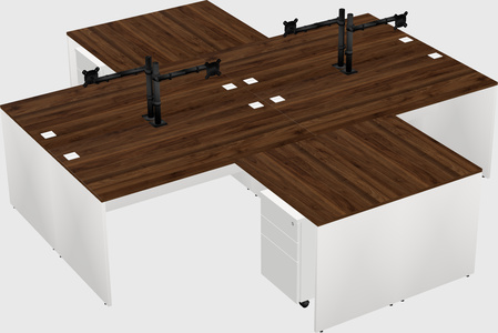 Quad l-shaped office desks