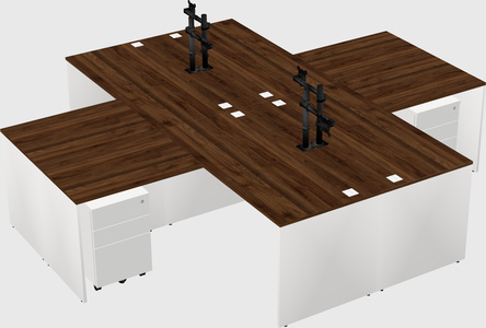 Quad l-shaped office desks