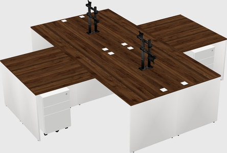 Quad l-shaped office desks