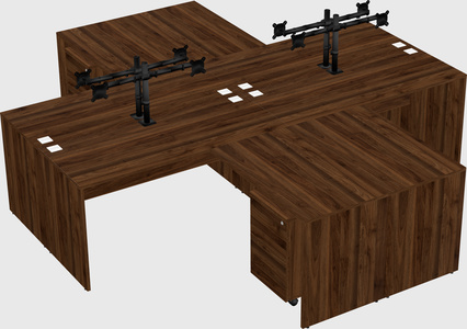 Quad l-shaped office desks