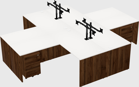 Quad l-shaped office desks