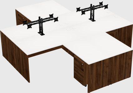 Quad l-shaped office desks