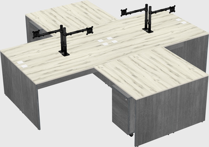 Quad l-shaped office desks