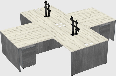 Quad l-shaped office desks