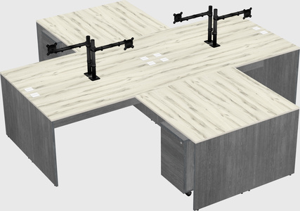 Quad l-shaped office desks