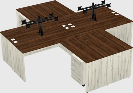 Quad l-shaped office desks