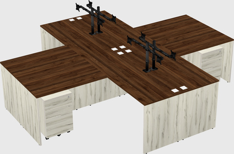 Quad l-shaped office desks