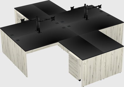 Quad l-shaped office desks