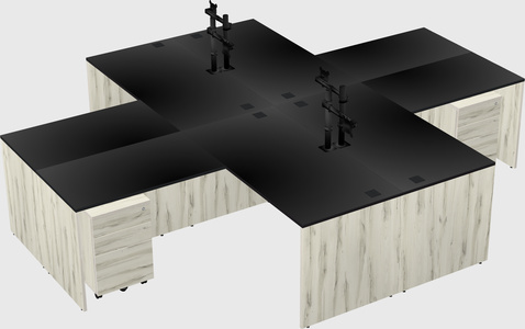 Quad l-shaped office desks