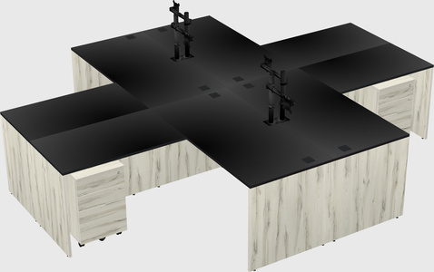 Quad l-shaped office desks