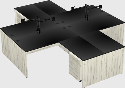 Quad l-shaped office desks