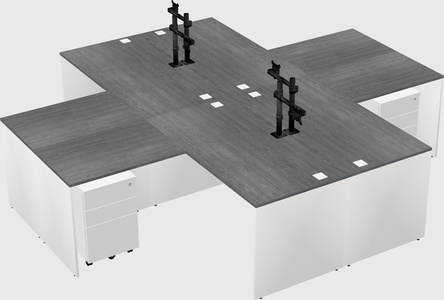 Quad l-shaped office desks