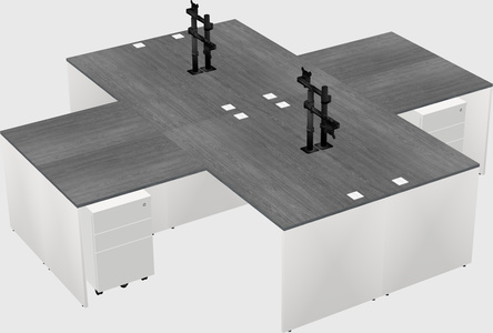 Quad l-shaped office desks
