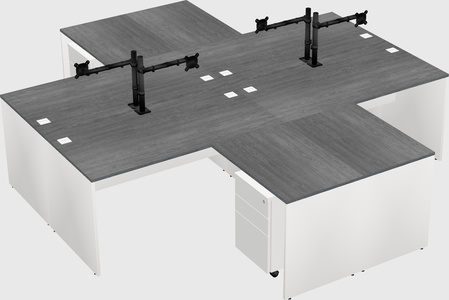 Quad l-shaped office desks