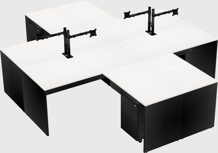 Quad l-shaped office desks