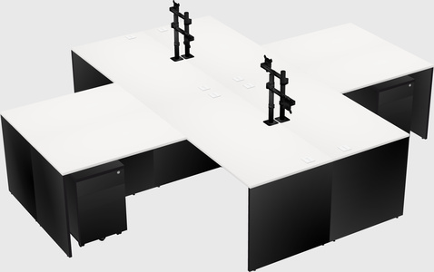 Quad l-shaped office desks