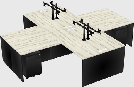 Quad l-shaped office desks