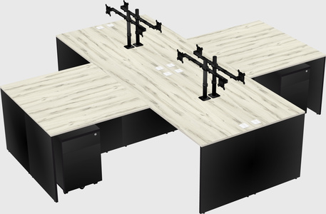Quad l-shaped office desks