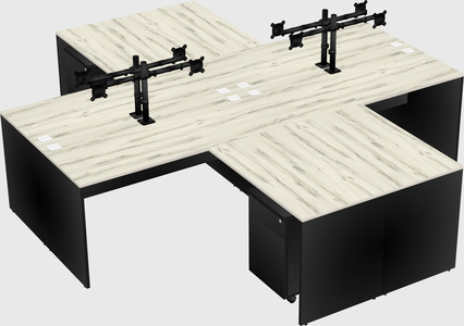 Quad l-shaped office desks