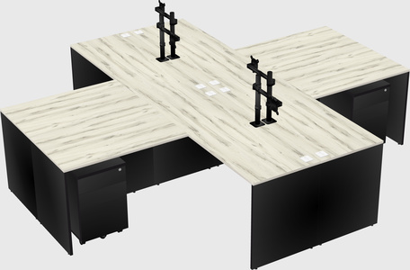 Quad l-shaped office desks