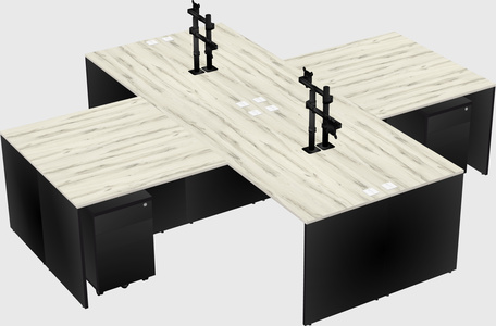 Quad l-shaped office desks