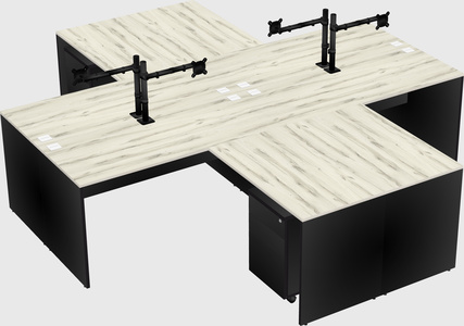 Quad l-shaped office desks