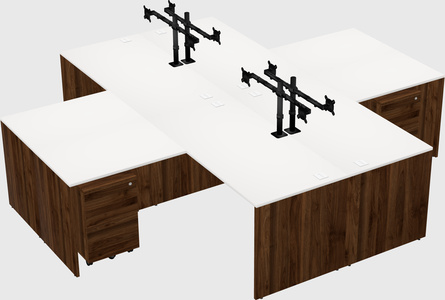 Quad l-shaped office desks