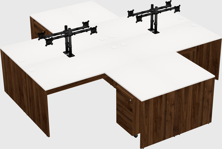 Quad l-shaped office desks