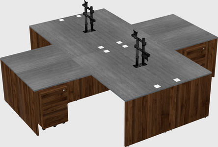 Quad l-shaped office desks