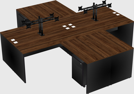 Quad l-shaped office desks