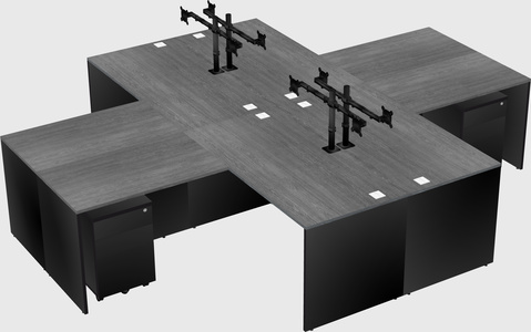 Quad l-shaped office desks