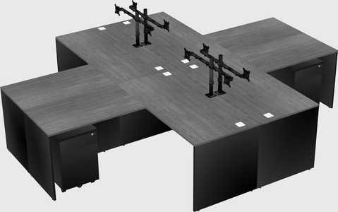 Quad l-shaped office desks