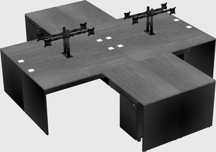 Quad l-shaped office desks