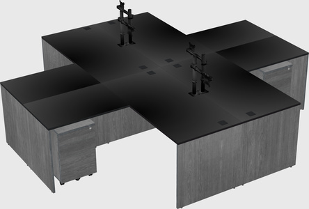 Quad l-shaped office desks