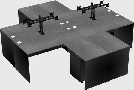 Quad l-shaped office desks