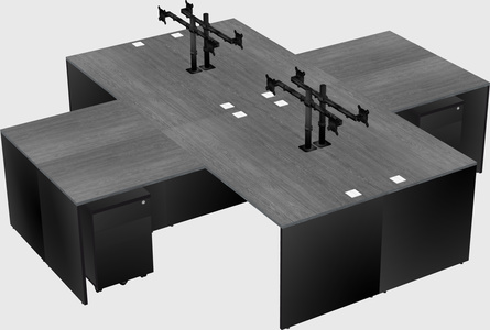 Quad l-shaped office desks