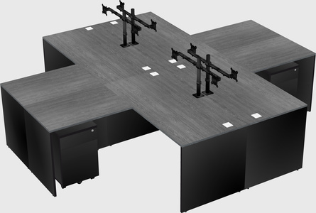 Quad l-shaped office desks
