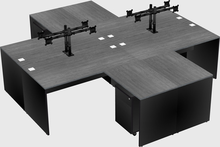 Quad l-shaped office desks