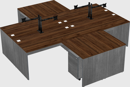 Quad l-shaped office desks