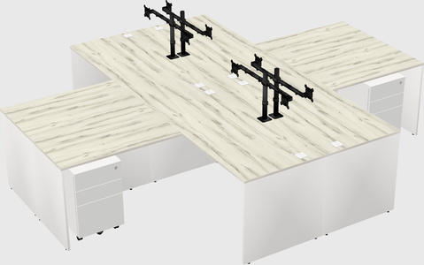 Quad l-shaped office desks