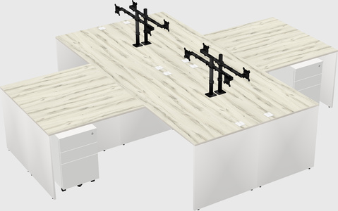 Quad l-shaped office desks