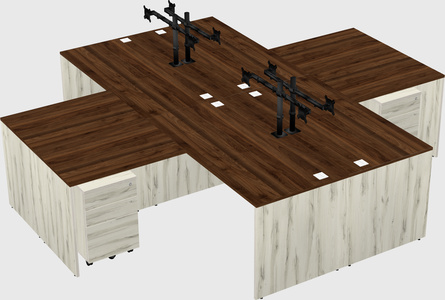 Quad l-shaped office desks