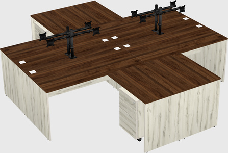 Quad l-shaped office desks