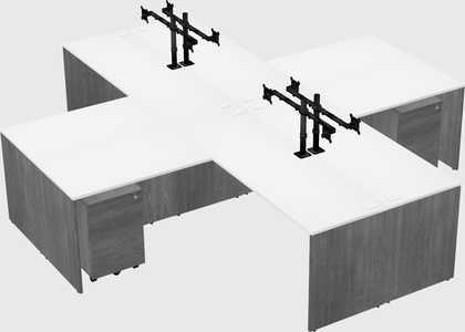 Bureaux de bureau quadruples en forme de l