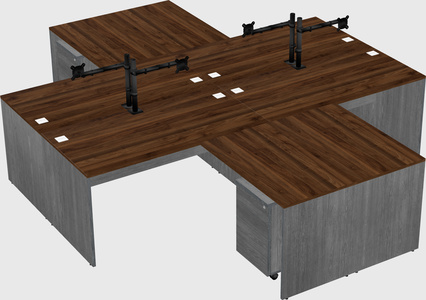 Quad l-shaped office desks