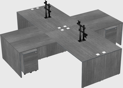 Quad l-shaped office desks
