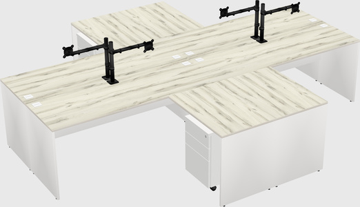 Quad l-shaped office desks