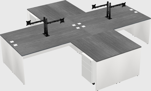 Bureaux de bureau quadruples en forme de l