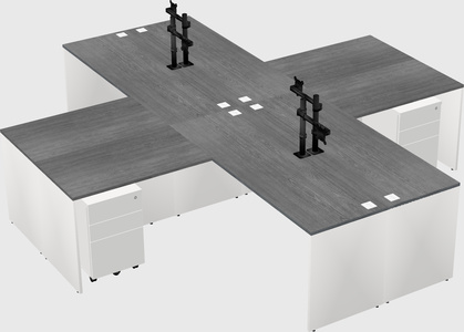 Bureaux de bureau quadruples en forme de l