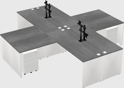 Bureaux de bureau quadruples en forme de l